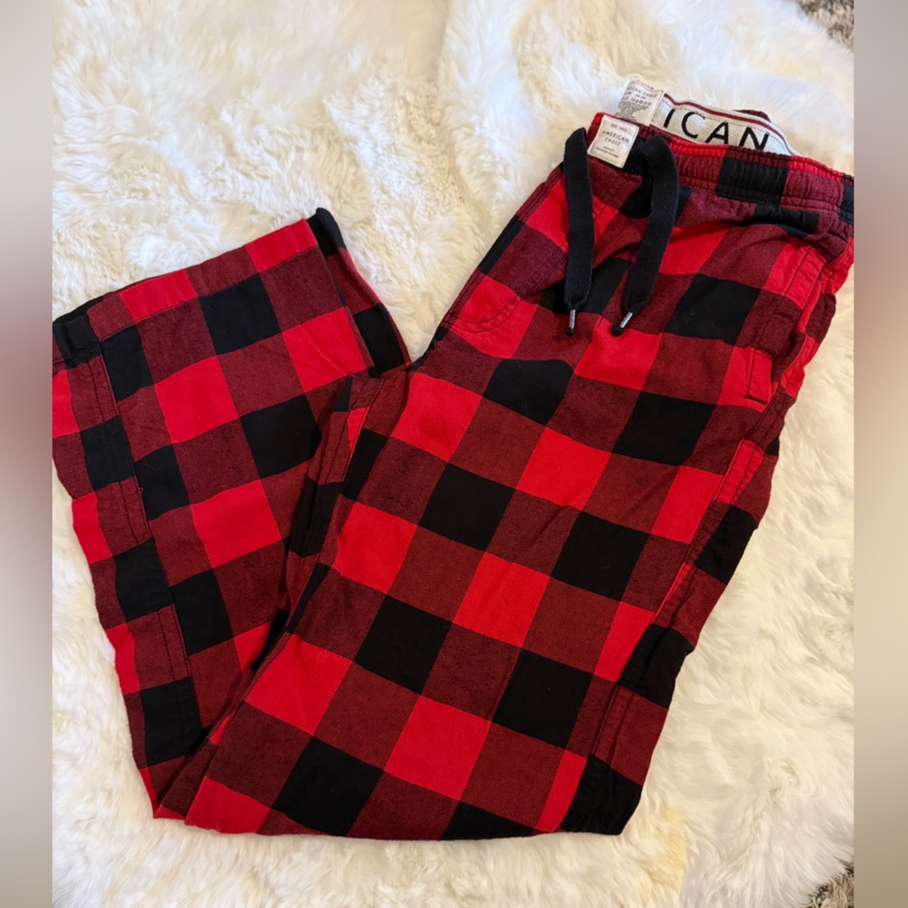 American Eagle Red Black Buffalo Plaid Flannel Lounge Pants Size M (32–34)